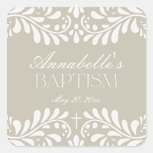 Sticker Carré Talavera beige Carrelage Espagne Fiesta Baptême Fa (Devant)