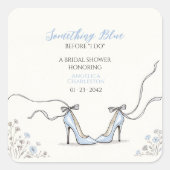 Sticker Carré Talons Bleus Clair pour Baby Shower de Mariée (Devant)