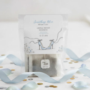 Sticker Carré Talons Bleus Clair pour Baby Shower de Mariée