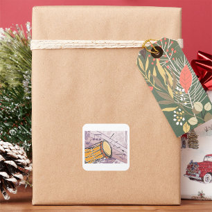 Sticker Carré Tambour traditionnel Bongo avec notes musicales