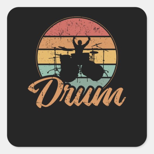 Sticker Carré Tambours | Drumming Lover Drummer Cadeau (Devant)