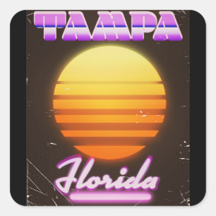 Sticker Carré Tampa Florida affiche vintage 80s