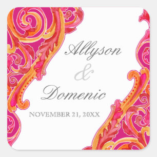 Sticker Carré Tangerine Hot Pink