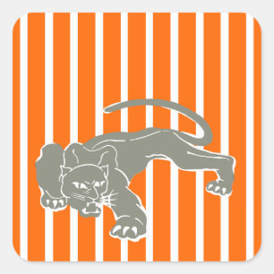 Sticker Carré Tangerine Safari bande avec Leopard