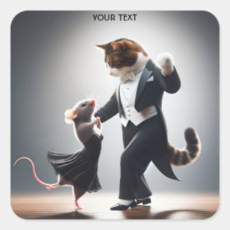 Sticker Carré Tango de la souris de chat Imaginaire