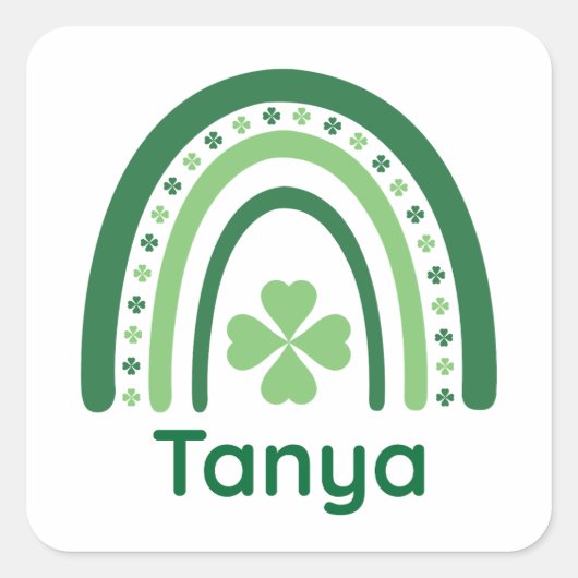 Sticker Carré Tanya Nom Clover Boho Rainbow (Devant)