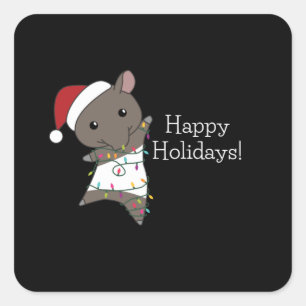 Sticker Carré Tapir Christmas Tapire Winter