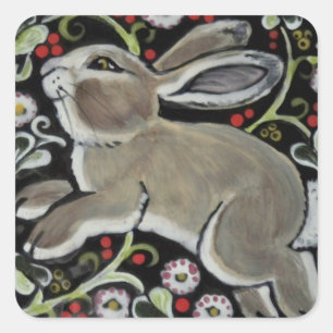Sticker Carré Tapisserie Style Gris Lapin Cadeau de Noël