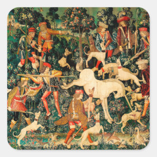 Sticker Carré Tapisseries de licorne Classique médiéval défend l