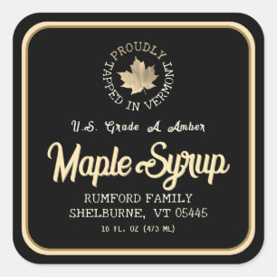 Sticker Carré Tappé dans le sirop d'érable à feuille d'or du Ver
