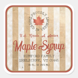 Sticker Carré Tappé dans le sirop d'érable à feuille rouge du Ve