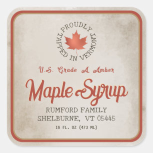 Sticker Carré Tappé dans le sirop d'érable à feuille rouge du Ve