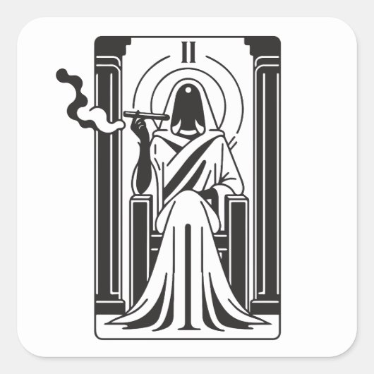 Sticker Carré Tarot High Prestess Weight Fumer Occulte (Devant)