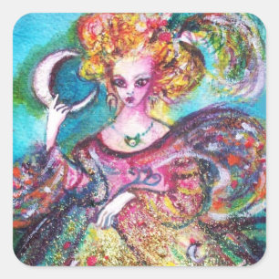 STICKER CARRÉ TAROTS DES OMBRES PERDUES /LA DAME DE LA LUNE