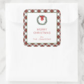 Sticker Carré Tartan de Noël Plaid Wreath Bow (Sac)