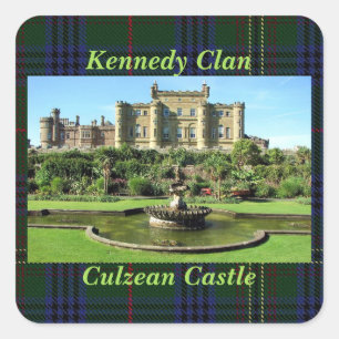 Sticker Carré Tartan du château de Culzean du Clan écossais Kenn