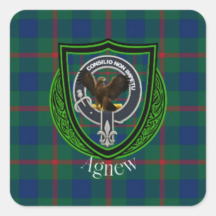 Sticker Carré Tartan et blason du clan écossais Agnew