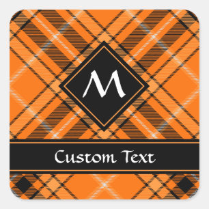 Sticker Carré Tartan orange d'Halloween