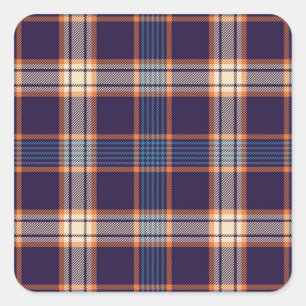 Sticker Carré Tartan plaid, texture marine colorée.