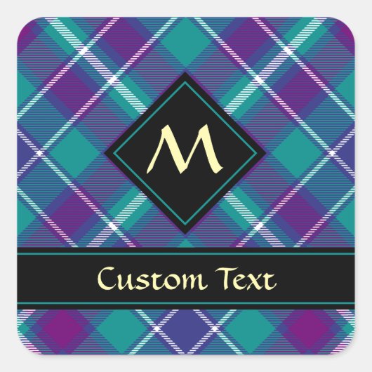 Sticker Carré Tartan vert de mer, violet et bleu (Devant)
