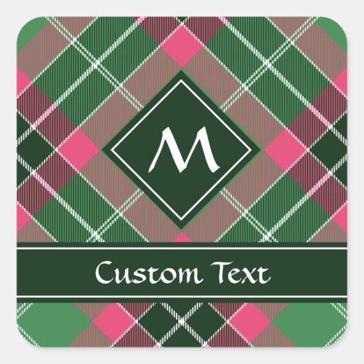 Sticker Carré Tartan vert et rose (Devant)