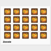 Sticker Carré Tarte citrouille Thanksgiving ajouter nom ou messa (Feuille)