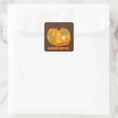 Sticker Carré Tarte citrouille Thanksgiving ajouter nom ou messa (Sac)