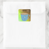 Sticker Carré Tasse à café avec citation (Sac)