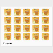 Sticker Carré Tasse à café avec citation (Feuille)