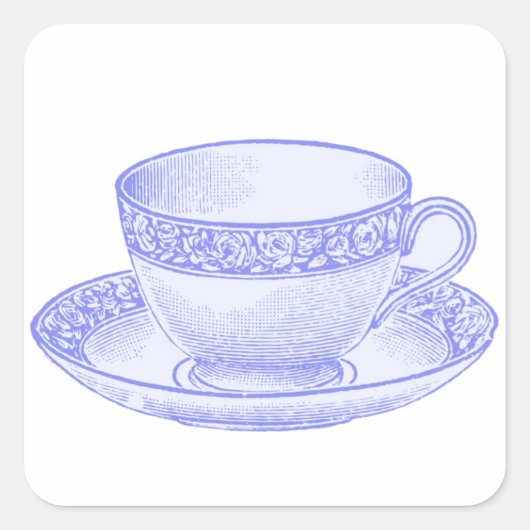 Sticker Carré Tasse à thé violette (Devant)