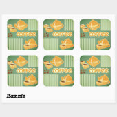 Sticker Carré Tasses À Café, Cafetière Et Fèves De Café (Feuille)