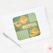 Sticker Carré Tasses À Café, Cafetière Et Fèves De Café (Enveloppe)