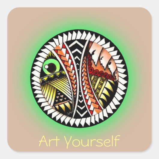 Sticker Carré Tatouage de bataille (Devant)