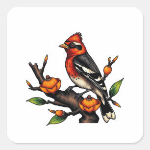 Sticker Carré Tatouage d'oiseau
