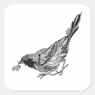 Sticker Carré Tatouage d'oiseaux