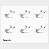 Sticker Carré Tatouage d'oiseaux psychedlic (Feuille)