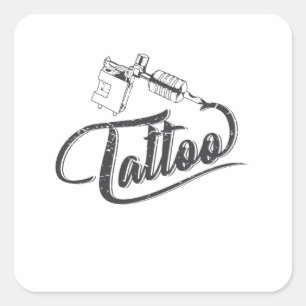Sticker Carré Tatouage Machine Tatouage