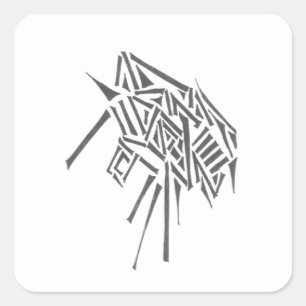 Sticker Carré Tatouage Tribal Abstrait Noir et Blanc Scarabée