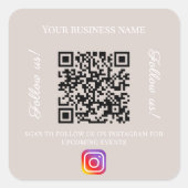 Sticker Carré Taupe business name qr code instagram (Devant)
