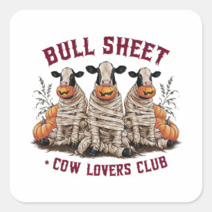 Sticker Carré Taureau, Cow Love Club
