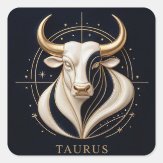 Sticker Carré ♉ Taureau élégant Zodiaque Taureau doré Astrologie