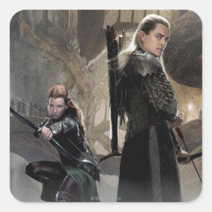 Sticker Carré TAURIEL™ et LEGOLAS GREENLEAF™ Movie Poster 2