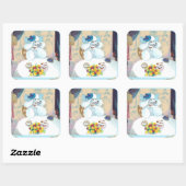 Sticker Carré Tea Party de caniche (Feuille)