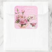 Sticker Carré Tea Party Peach Peach Rose Floral Teapot (Sac)