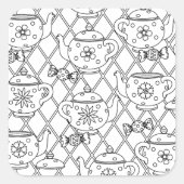 Sticker Carré Tea Pot Doodle (Devant)