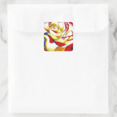 Sticker Carré Tea Rose aquarelle art original Flower (Sac)
