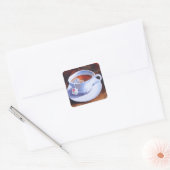 Sticker Carré Teacup & Saucer avec Teabag (Enveloppe)