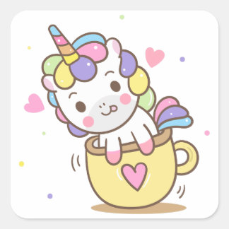 Sticker Carré Teacup Unicorn