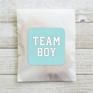 Sticker Carré Team Boy Aqua Blue Baby Genre Reveal Party