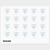 Sticker Carré Team Bride Quote & Floral Blue Heart for Wedding (Feuille)